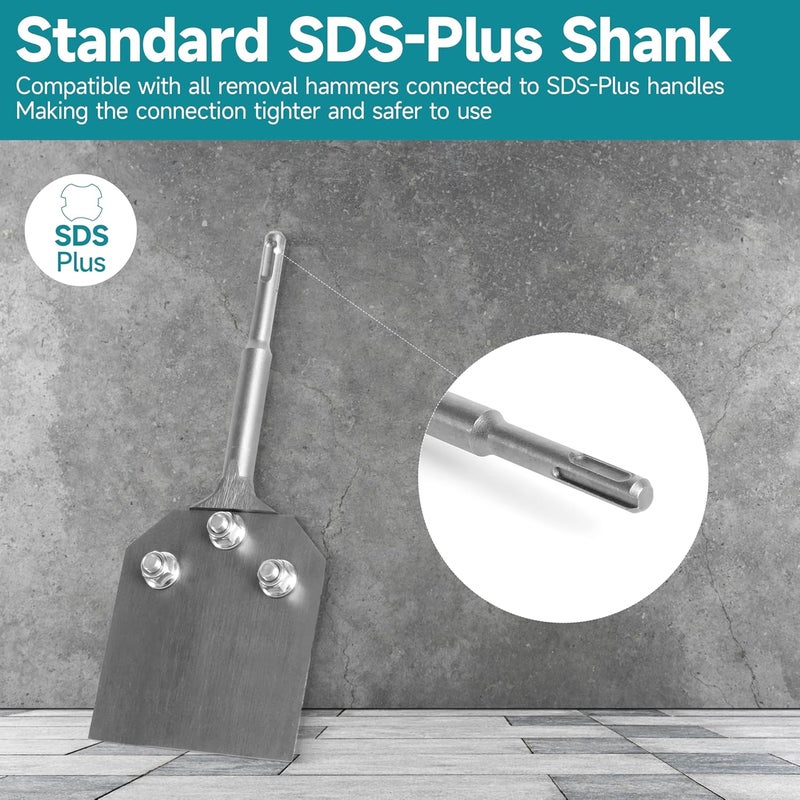 YOSIGHT قضيب كاشط أرضيات بشفرة SDS-Plus بعرض 4 إنش، كاشط بلاط وطلاء رقيق - 4 إنش × 10 إنش من الفولاذ السبيكي لتنظيف لاصق بلاط الطين الرقيق - Image 3